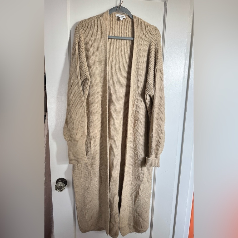 Topshop Tan Long Cardigan Sweater - Picture 3 of 5